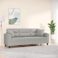 LAPOOH 3200978 3-vietė sofa su pagalvėle, šviesiai pilka, 180 cm, mikropluošto audinys, poilsio sofa, sofos ir kušetės, poilsio sofa, svetainės sofa, sofa su - 3200978