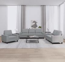 LAPOOH 3201866 3 dalių sofos komplektas, šviesiai pilkas audinys, poilsio sofa, sofos ir kušetės, poilsio sofa, svetainės sofa, sofa su miego funkcija