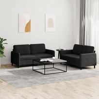 LAPOOH 3201979 2 dalių sofos komplektas, juodas aksomas, poilsio sofa, sofos ir kušetės, poilsio sofa, svetainės sofa, sofa su