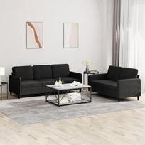 LAPOOH 3202019 2 dalių sofos komplektas, juodas aksomas, poilsio sofa, sofos ir kušetės, poilsio sofa, svetainės sofa, sofa su