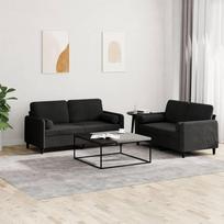 LAPOOH 3201999 2 dalių sofos komplektas su pagalvėle, juodas aksomas, poilsio sofa, sofos ir kušetės, poilsio sofa, sofa svetainei, sofa su