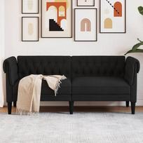 LAPOOH Chesterfield 372549 Sofa 2-vietė, juodas audinys, poilsio sofa, sofos ir kušetės, poilsio sofa, svetainės sofa, sofa su miego funkcija