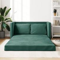 LAPOOH Grindų sofa su miego funkcija, tamsiai žalia, 122 x 204 x 55 cm, aksomas, poilsio sofa, sofos ir kušetės, poilsio sofa, svetainės sofa - 353961