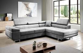 Laukinė kampinė sofa su miego funkcija ir lovos dėžės L formos galvūgalio reguliavimu Šiuolaikinė | sofa lova, lovos dėžė, galvūgalio reguliavimas, paminkštinta nugara, laisvai pastatomas modelis