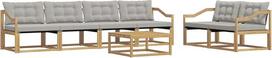 Lauko sofa-lovos komplektas iš masyvaus Akazienholz, modulinis poilsio baldų komplektas, skirtas sodui ir terasai, inkl. Sitz- und Rückenpolster, modernes Design, 6 Sitzplätze