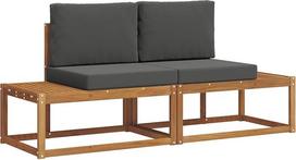 Lauko sofos komplektas iš akazienholco - 2-teilige Sitzgruppe für Garten, Terrasse und Balkon - Loungesessel mit beigen Polstern - 182,5 x 63 x 73 cm