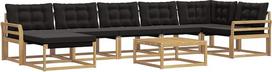 Lauko sofos-lovos 7-Sitzer Gartenlounge-Set aus massivem Akazienholz, modulares Lounge-Möbel mit komfortablen Kissen für Garten und Terrasse, Langlebig