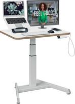 LEITZ Ergo kompaktiška darbo vieta, mažas elektrinis reguliuojamo aukščio sėdimasis/stovimasis stalas, 80 x 60 cm, maksimali stovimojo stalo apkrova 80 kg, su priminimu apie pakėlimą, skirtas biurams ir namų biurams, baltas, 65340001