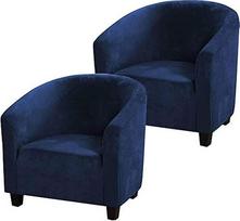 LINGKY Aukštos tempimo Velvet Velvet vonia kėdės dangtelis Atsparumas slydimui Baldų apsauga Įtempimo audinys Super minkšta sofa Slipcover (tamsiai mėlyna, rinkinys iš 2)