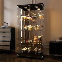 LIVLUX stiklinė vitrina, 164 x 80 x 36 cm, 4 lentynos, stovinti stiklinė vitrina su LED apšvietimu ir 2 durimis, užraktas, kolekcionavimo vitrina, skaidri grindų spinta svetainei, miegamajam