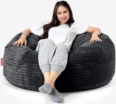Lounge Pug, Mamutas XXL Sofa Bean Bag Milžiniškas kėdės laidas Juoda