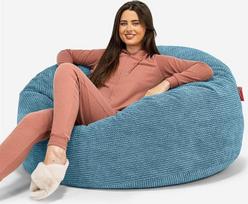 Lounge Pug, Mamutas Sofa Bean Bag XXL Milžiniška kėdė Pom Pom Turquoise