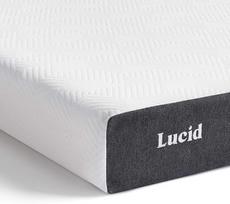 LUCID šaltų putų čiužinys, vėsinančio gelio infuzija - su bambuko anglimi - "Oeko-Tex" - plonas čiužinys, 12 cm aukščio, kietas H4, 120 x 200 cm, baltos spalvos
