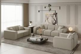 LUGA 3 vietų sofa 2 vietų fotelis Dekoratyvinės pagalvėlės (smėlio spalvos)