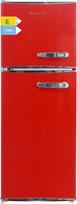 magictec Retro šaldytuvas su šaldikliu, 120 l (88 l/32 l), mažas šerkšnas, šaldiklio su šaldikliu derinys, senovinis dizainas, LED apšvietimas, raudonos spalvos, kairėje pusėje atidaromos durys