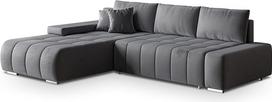 Masseno ALESE L-S kampinė sofa su miego funkcija, L forma, moderni sofa su lovos dėže, svetainės sofa, sofa, sofa, sofa lova, sofos komplektas, pilka, Monolith 85