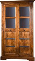 massivmoebel24 "Oxford" kampinės lentynos #0410 Acacia Honey Solid B/H/T apie 108/183/57 cm - 2 vnt. su stiklu