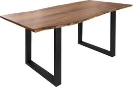 MASSIVMOEBEL24.DE "Freeform 3" akacijos medžio medžio stalas "Natural" + "U-Legs" matinio antracito spalvos 220 x 100 x 76 cm medžio masyvo stalas "Wane-Edge" stalas Valgomojo stalas