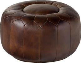 MASSIVMOEBEL24.DE Chesterfield Brown Pouf taburetė, pagaminta iš 100 % natūralios odos #18 Vintage stilius 60 x 60 x 38 cm taburetės sėdynės pagalvėlė