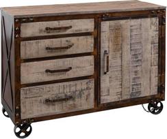 MASSIVMOEBEL24.DE Komoda Mango 120 x 46 x 92 cm Ruda lakuota Sunkioji pramonė #225
