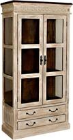 MASSIVMOEBEL24.DE Castle-ANTIK #71 Medžio masyvo vitrina, pagaminta iš mango medienos - balta vaškuota 2 stiklinės durys - 2 stalčiai 90 x 45 x 180 cm spinta Stiklinė vitrina Aukšta spinta