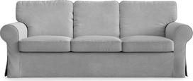 MASTERS OF COVERS Sofos užvalkalas, suderinamas su IKEA Ektorp 3 vietų sofos pakaitiniu užvalkalu, rankų darbo, 218 x 88 x 88 cm (velvetas, pilka)