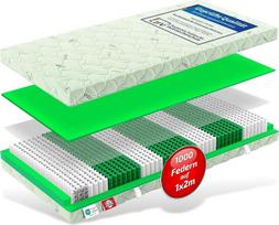 Matratzen Perfekt Munich 7 zonų kišeninis spyruoklinis čiužinys 160 x 200 cm H5 Aukštis 23 cm 1000 plunksnų Aloe Vera užvalkalas Kvėpuojantis Tinka alergiškiems žmonėms Ergonomiškas ortopedinis