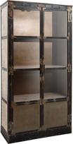 MASSIVMOEBEL24.DE Sunkioji pramonė #243 Medžio masyvo vitrina Mango mediena - rudai lakuota su 4 skyriais 92 x 40 x 185 cm spinta Stiklinė vitrina Aukšta spinta