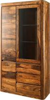 MASSIVMOEBEL24.DE Toronto Šešmedžio / palisandro vitrina - įvairių dydžių ir spalvų, spalva: Tamsiai ruda vaškuota spalva, dydis: 109 x 40 x 202 cm (plotis x gylis x aukštis)