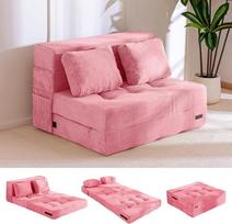 MAXYOYOYO sofa lova, grindų sofa su 4 dalių patogiu sulankstomu čiužiniu, 15 cm storio ir 2 pagalvėlėmis, sulankstoma sofa su miego funkcija, sulankstomas svečių čiužinys