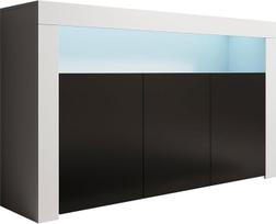 MB Muebles Bonitos Gyvenamasis kambarys Valgomasis Spintelė Baldai Spintelė Modelis Rialta | Plotis 155 x Aukštis 91 x Gylis 37 cm | Matinis melaminas | 3 durys | Balta ir juoda