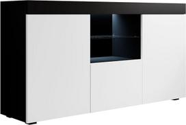 MB Muebles Bonitos Natolia Modelis Gyvenamasis kambarys Valgomasis Spintelė Baldai Spintelė Plotis 150 x Aukštis 83 x Gylis 40 cm Matinis melaminas 3 durys LED apšvietimas Juodai balta