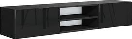 meble masztalerz TV spintelė su 2 lentynomis 120 cm Svetainės baldai TV spintelė TV staliukas TV baldai Juodi blizgūs priekiai 120 x 29,5 x 35 cm