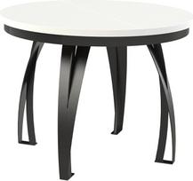 MEBLINI "Loft" valgomojo stalas, apvalus išskleidžiamas metalinis, modernus valgomojo stalas, virtuvės stalas, išskleidžiamas stalas, apvalus valgomojo stalas, valgomojo stalai, 100-176 x 77 cm, "Lunga", matinis baltas, matinis