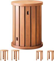 Medinės sukraunamos medinės taburetės Nesting Table Set for Living Room Dining Room Small Space