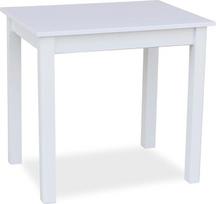 Medinis valgomojo stalas, 80 x 60 cm, medinis stalas 2 žmonėms, mažas stalas, skandinaviško stiliaus, pagamintas iš pušies medienos, virtuvės stalas, stalviršis: baltas