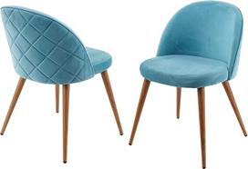Mendler HWC-D53 2 valgomojo kėdžių komplektas Virtuvės kėdės Retro 50-ųjų metų dizainas Velvet Turquoise