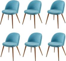 Mendler HWC-D53 6 valgomojo kėdžių rinkinys Virtuvės kėdės Retro 50-ųjų metų dizainas Velvet Turquoise