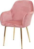 Mendler HWC-F18 Valgomojo kėdė Virtuvės kėdė Retro dizainas Velvet Dusky Pink Auksinės kojos