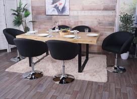 Mendler HWC-F19 6 valgomojo kambario kėdžių komplektas Pasukama kėdė Lounge Chair Pasukama reguliuojamo aukščio kėdė Audinys / tekstilė Antracitas