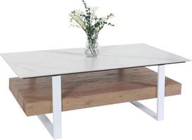 Mendler HWC-L88 Kavos staliukas 43 x 120 x 60 cm Sukepintas akmuo Marmuras Baltas medis Natūralus