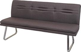 Mendler HWC-H70 Valgomojo suolas minkštas suolas atlošas audinys/tekstilė šlifuotas nerūdijantis plienas - pilka/ruda 180 cm