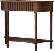 Mid Century Modern Console Table, 100cm Geriffeltes Holz Konsolentisch Mit Schubladen Für Wohnzimmer, Flur, Eingangsbereich Foyer