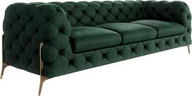 Milton Sofa 3-vietė Chesterfield sofa svetainei su chromuotomis kojelėmis Laisvai pastatoma minkštasuolių ir sofų minkštasuolių komplektas Butelis žalias 243 x 73 x 100 cm