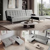 Mendler HWC-K22 Sofa lova Kampinė sofa lova Kairė / dešinė Miego funkcija 236 cm Audinys / tekstilė Šviesiai pilka Juoda