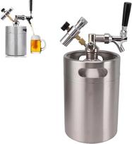 Mini nerūdijančio plieno statinė, 5 l alaus dozatorius, automatinė statinė Growler su čiaupu Alaus išėjimas 150 PSI manometras, slėgio matuoklis, namų statinė, slėgio statinės rinkinio sistema su reguliuojamu čiaupu, skardinių gėrimų dozatorius