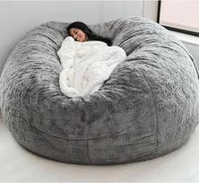 Minkštas ir pūkuotas dirbtinio kailio maišelis "Bean Bag", skirtas žaidimų kėdėms ir sodo kėdėms, apvalus minkštas ir pūkuotas dirbtinio kailio maišelis "Bean Bag", skirtas žaidimų kėdėms ir sodo kėdėms "Giant Fur Bean Bag" 150 x 65 cm