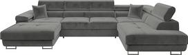 Mirjan24 Torezio Kampinė sofa su lovos dėže, reguliuojami galvos atlošai, sofa su miego funkcija, kampinė svetainės sofa, minkštas kampas, U formos sofa su lovos funkcija (Manila 16, šonas: dešinysis)
