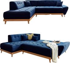 MIUFORM "Dazzling Daisy" kampinė sofa su lovos funkcija ir lovos dėže, L formos kairė, 253 x 190 x 77 cm sofa, sofa-lova, kampinė sofa (tamsiai mėlyna)