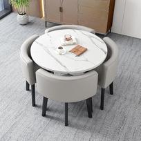 Modernes Rundes Esstisch-Set Für 4 Personen, Couchtisch Und Stühle, Kombination Für Balkon Oder Wohnzimmer, Möbel-Set Für Küche Oder Büro